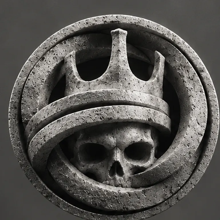 LAST Wallet carved stone crowned-skull token emblem
